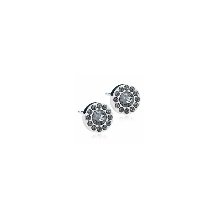 8 mm Blomdahl pyöreitä korvarenkaat titaani musta swarovski kristallia