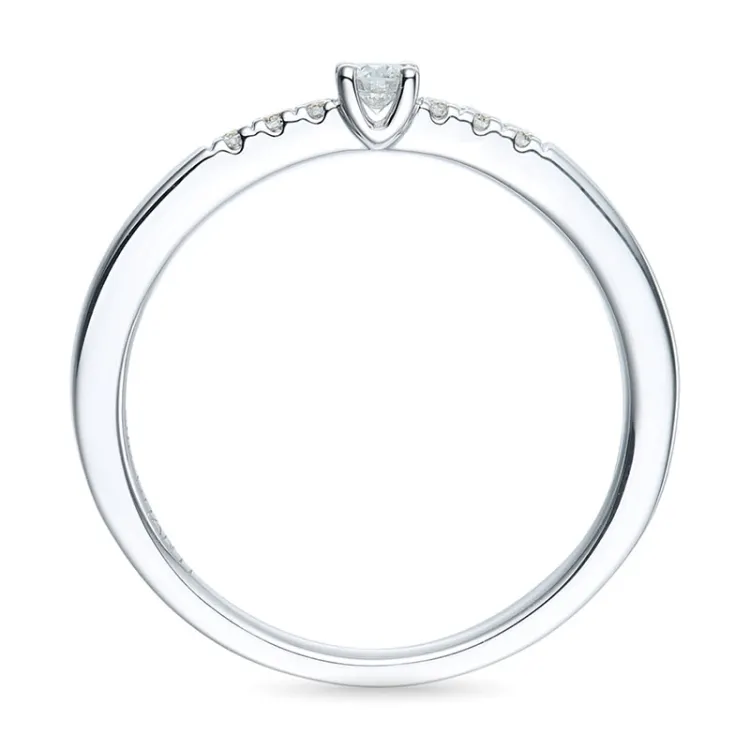 pyöreä timanttisormus 14 karaatin valkokultaa 0,08 ct 0,06 ct