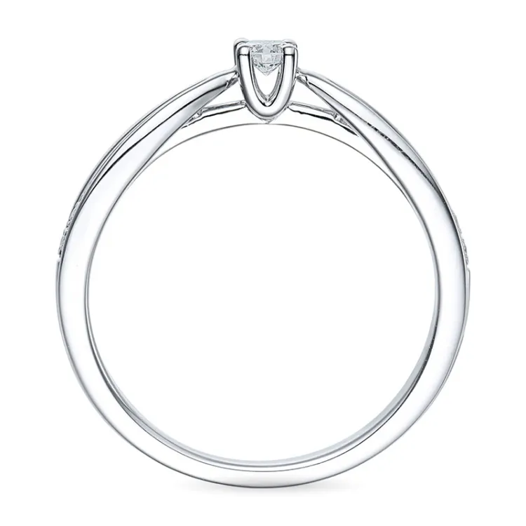 pyöreä timanttisormus 14 karaatin valkokultaa 0,14 ct