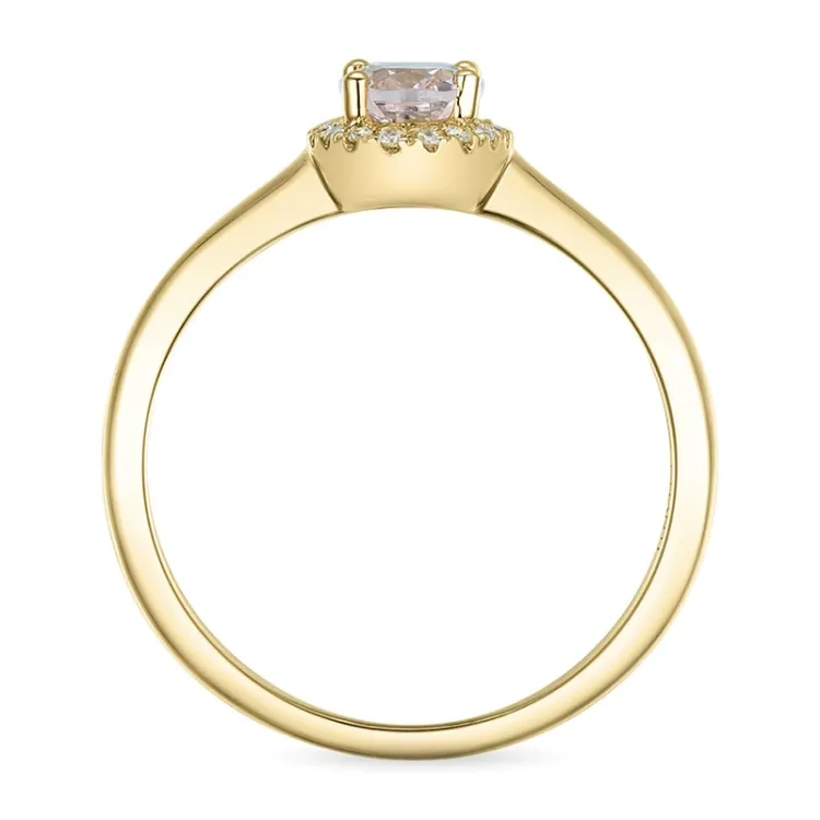 ovaali Morganite timanttisormus 14 karaatin kultaa 0,83 ct 0,09 ct