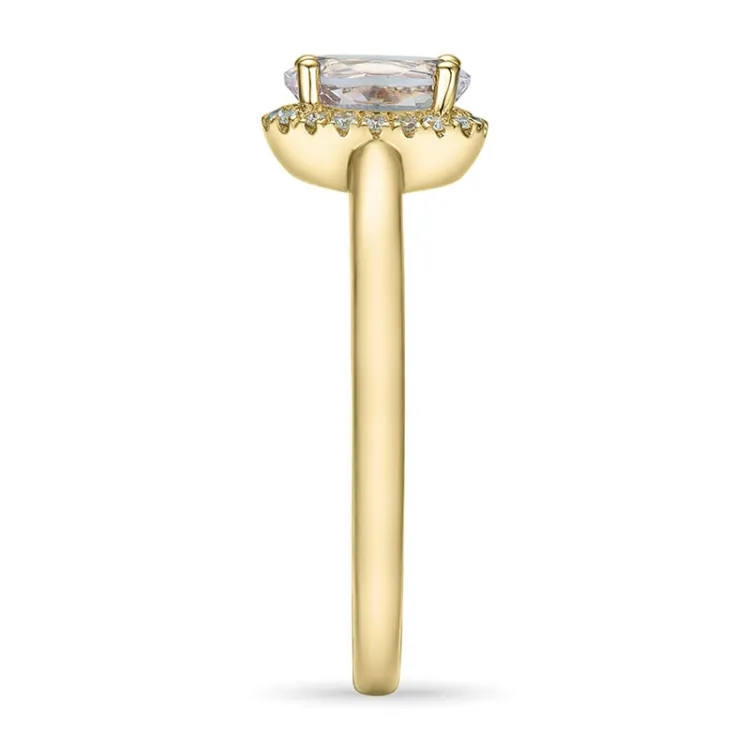 ovaali Morganite timanttisormus 14 karaatin kultaa 0,83 ct 0,09 ct