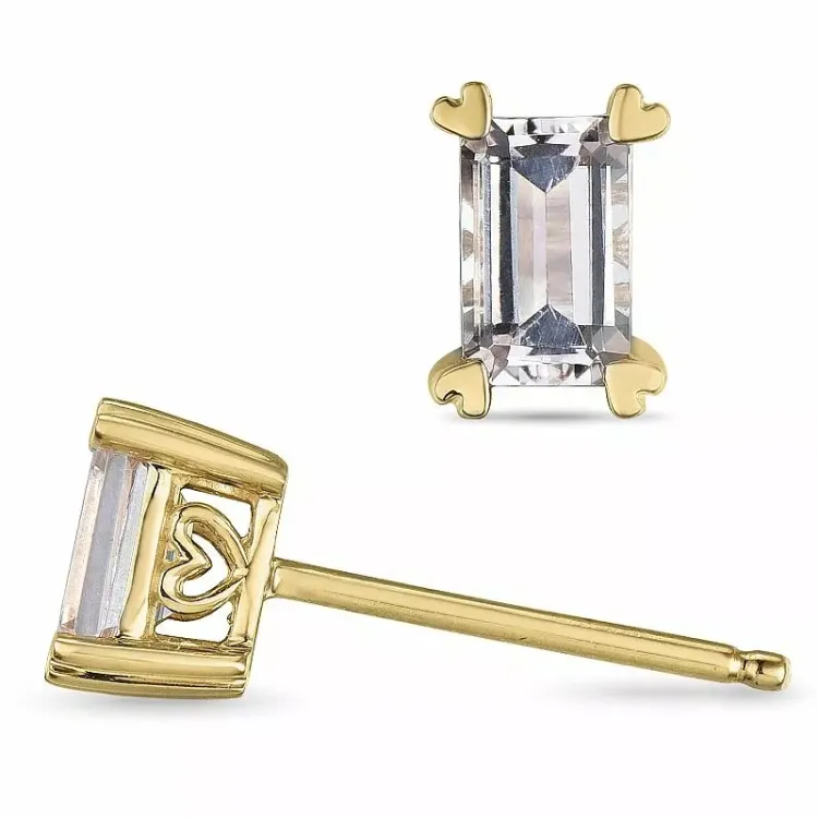 neliskulmainen Morganite korvarenkaat 14 karaatin kultaa kanssa Morganite