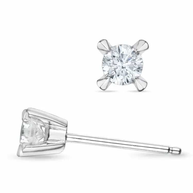 2 x 0,20 ct solitaire-nappikorvakorut 14 karaatin valkokultaa kanssa timantti