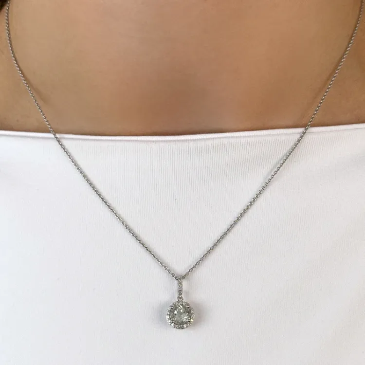 vihreä ametisti timanttiriipus 14 karaatti valkokultaa 0,80 ct 0,13 ct