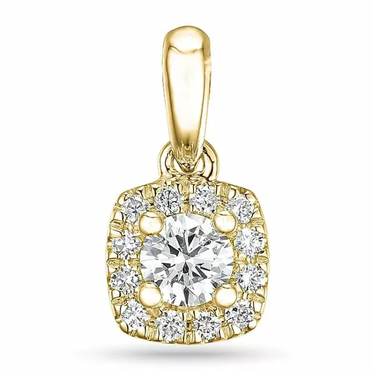neliskulmainen timantti riipus 14 karaatti kultaa 0,22 ct