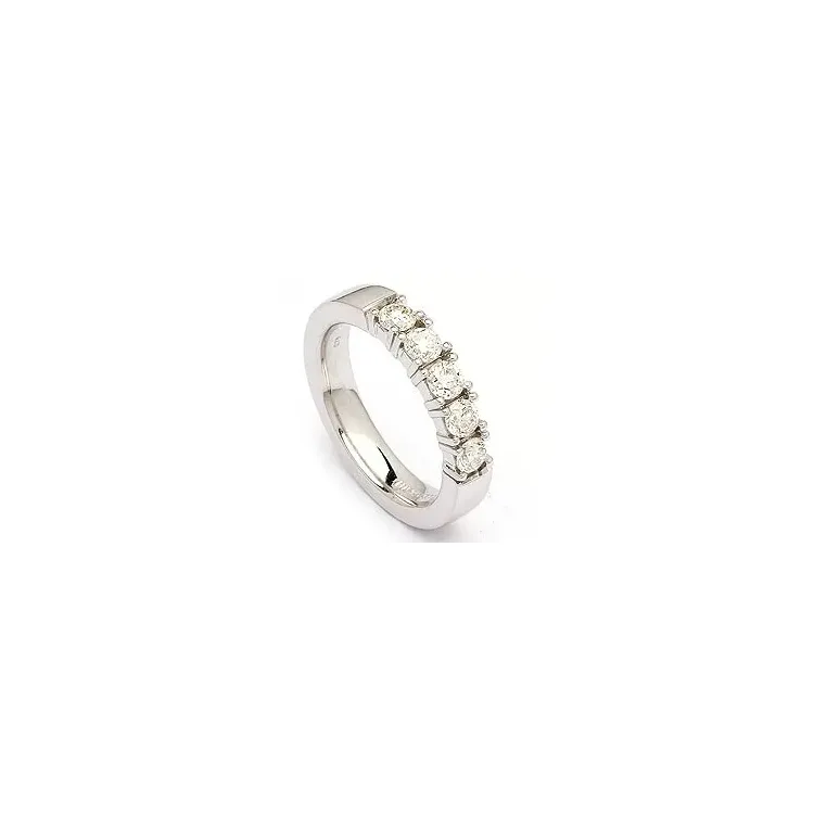 Aitoja alianssisormus 14 karaatin valkokultaa 5 x 0,15 ct