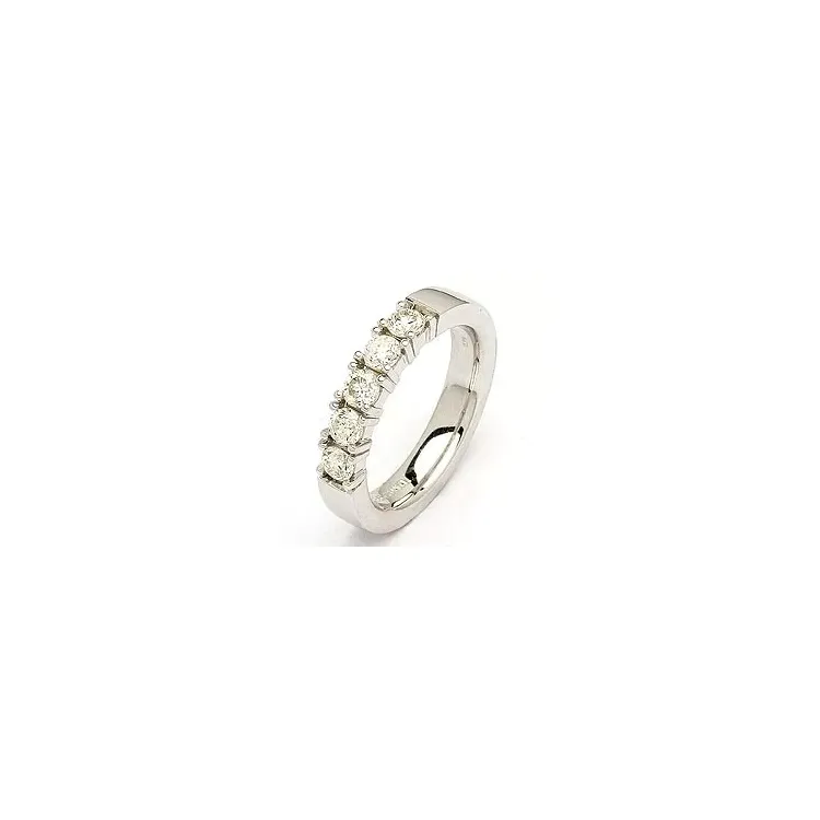 Aitoja alianssisormus 14 karaatin valkokultaa 5 x 0,15 ct