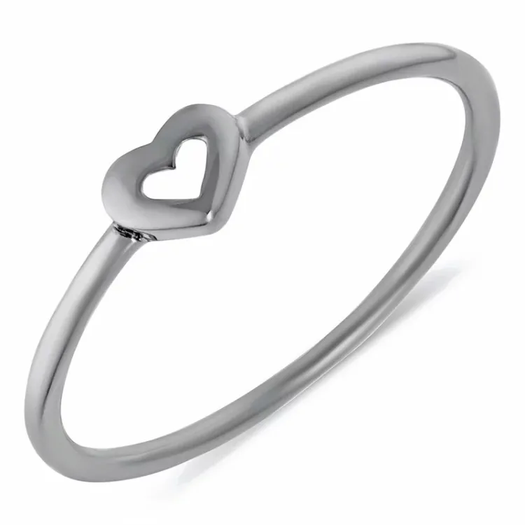 Simple Rings sydän sormus musta rodinoitu hopea