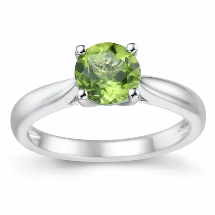 vihreä peridootti solitaire-sormus 14 karaatin valkokultaa 1,27 ct