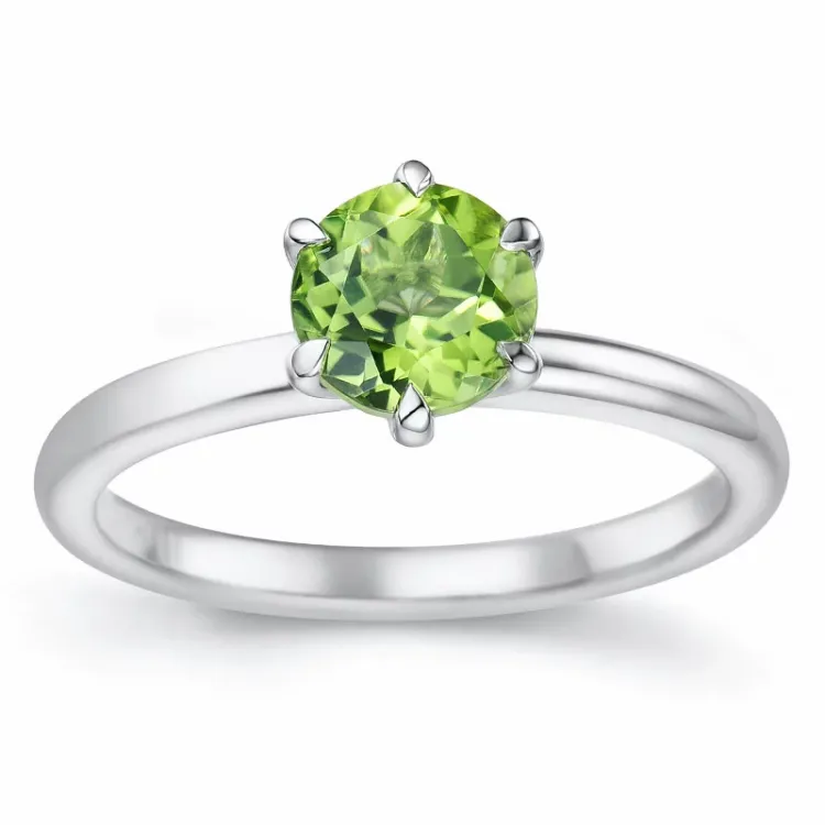 vihreä peridootti solitaire-sormus 14 karaatin valkokultaa 1,27 ct