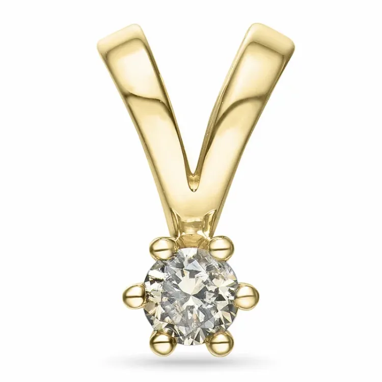 0,15 ct ruskea timantti solitaire-riipus 14 karaatti kultaa 0,15 ct