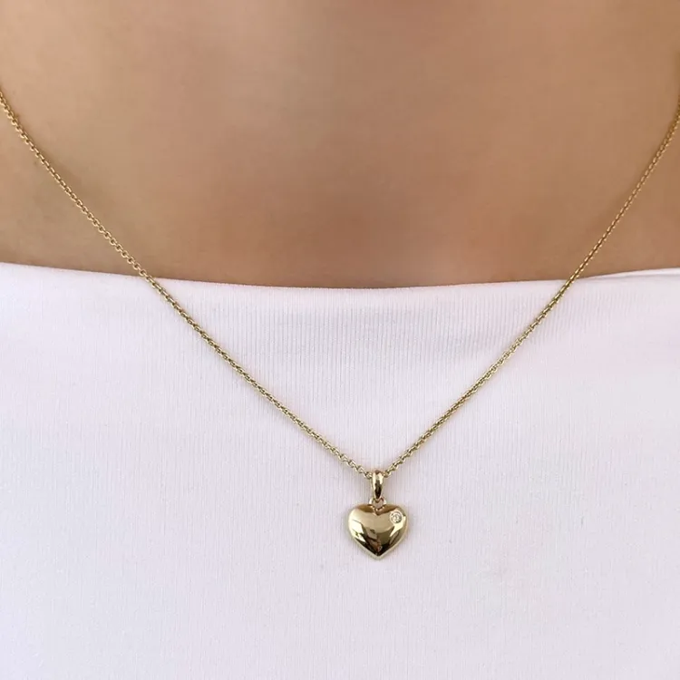 sydän timantti riipus 14 karaatti kultaa 0,015 ct