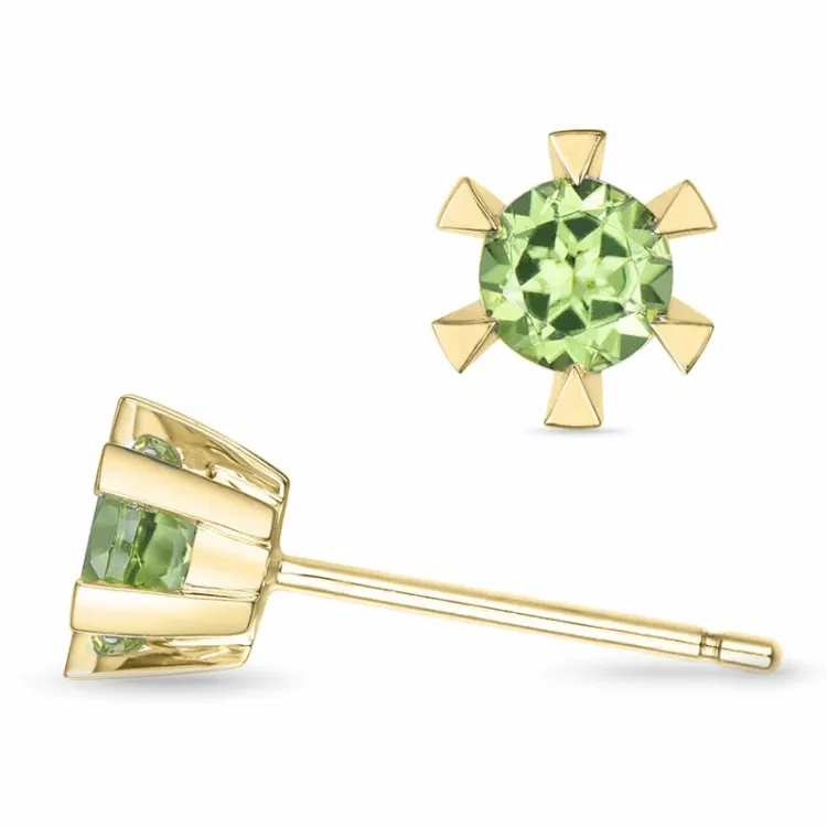 2 x 0,30 ct peridootti solitaire-nappikorvakorut 14 karaatin kultaa kanssa peridootti
