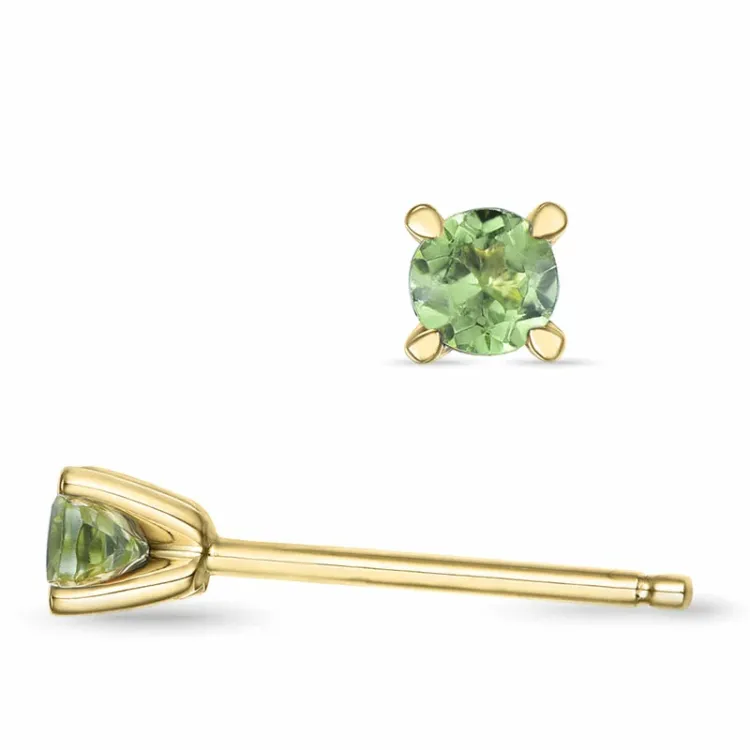 2 x 0,12 ct peridootti solitaire-nappikorvakorut 14 karaatin kultaa kanssa peridootti
