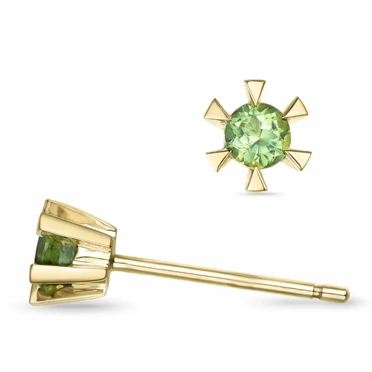 2 x 0,12 ct peridootti solitaire-nappikorvakorut 14 karaatin kultaa kanssa peridootti 