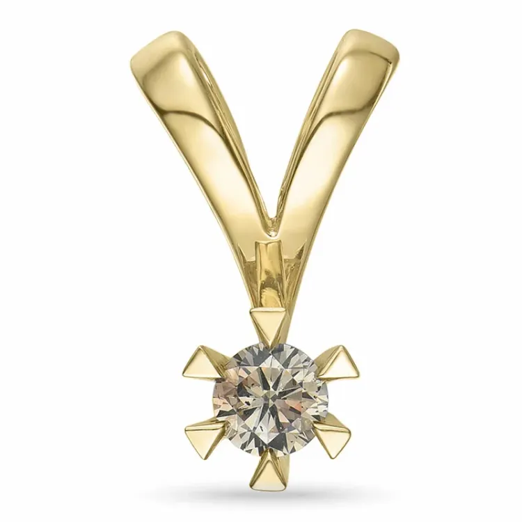 0,15 ct ruskea timantti solitaire-riipus 14 karaatti kultaa 0,15 ct