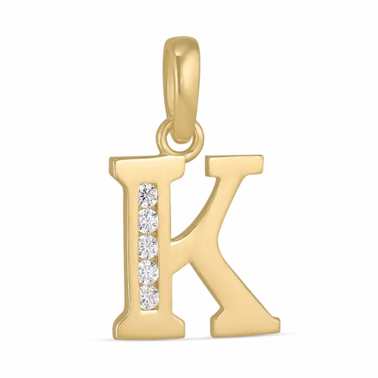 k-kirjain zirkoni riipus  9 karaatin kultaa - My Letter