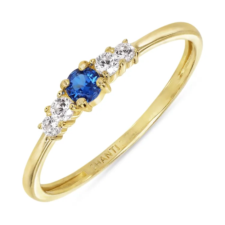 kapea sininen zirkoni sormus 9 karaatin kultaa - Gold Collection