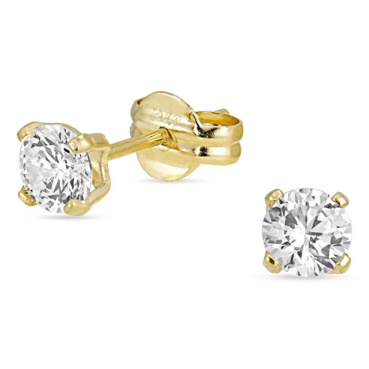 4,5 mm pyöreitä nappikorvakorut 9 karaatin kultaa kanssa zirkoni - Gold Collection