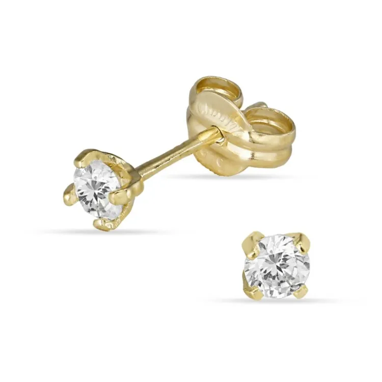 3,5 mm nappikorvakorut 9 karaatin kultaa kanssa zirkoni - Gold Collection