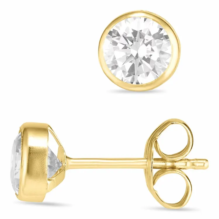 5 mm pyöreitä nappikorvakorut 9 karaatin kultaa kanssa zirkoni - Gold Collection