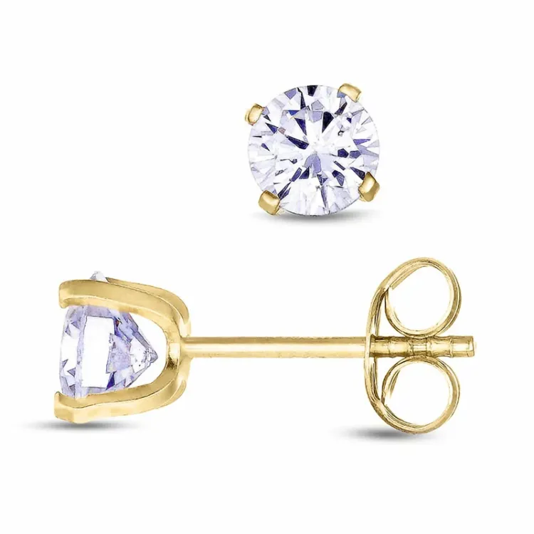 5,5 mm pyöreitä nappikorvakorut 9 karaatin kultaa kanssa zirkoni - Gold Collection