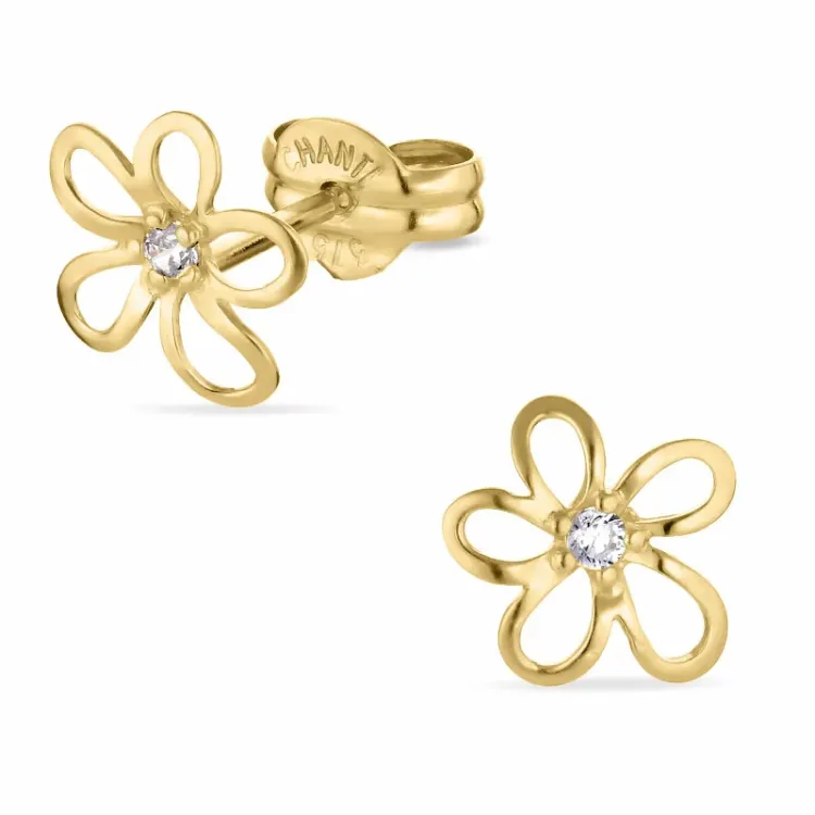 kukka korvarenkaat 8 karaatin kultaa kanssa zirkoni - Gold Collection