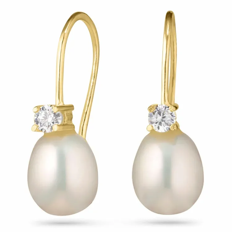 pitkät korvarenkaat 9 karaatin kultaa kanssa zirkoni - Gold Collection