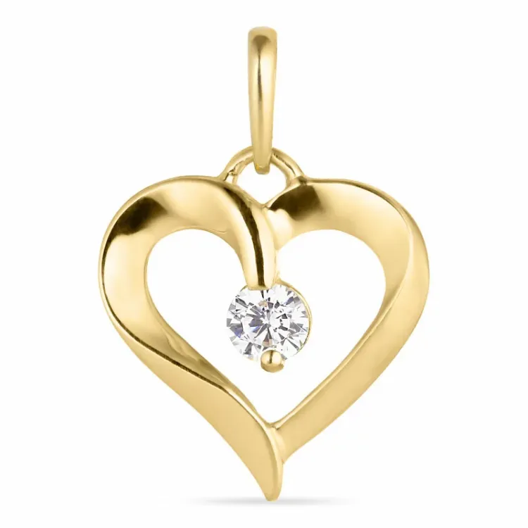 sydän zirkoni riipus  9 karaatin kultaa