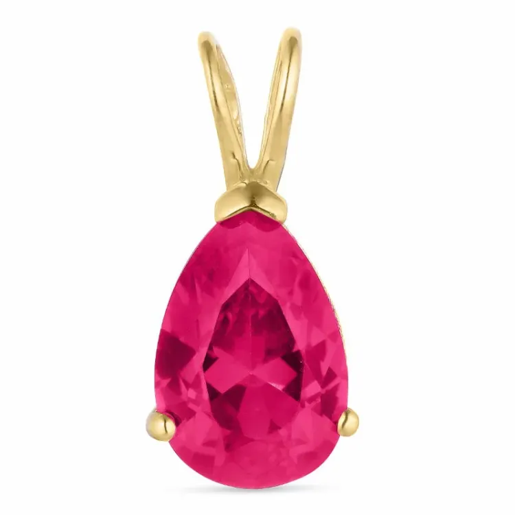 pisara pinkki synteettinen rubiini riipus  9 karaatin kultaa - Gold Collection