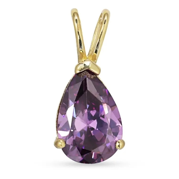pisara lila synteettinen ametisti riipus  9 karaatin kultaa - Gold Collection