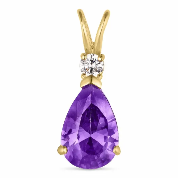 pisara lila synteettinen ametisti riipus  9 karaatin kultaa - Gold Collection