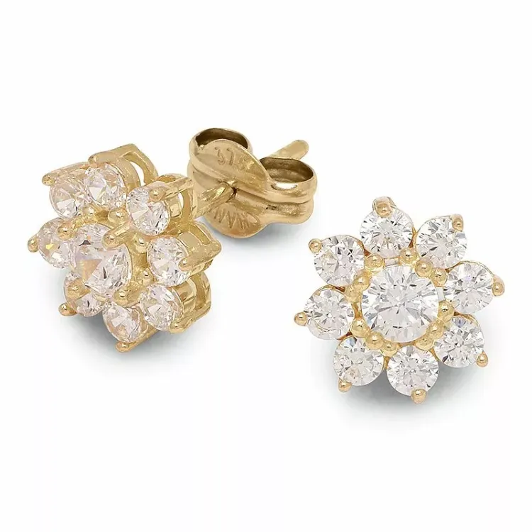 kukka nappikorvakorut 9 karaatin kultaa kanssa zirkoni - Gold Collection