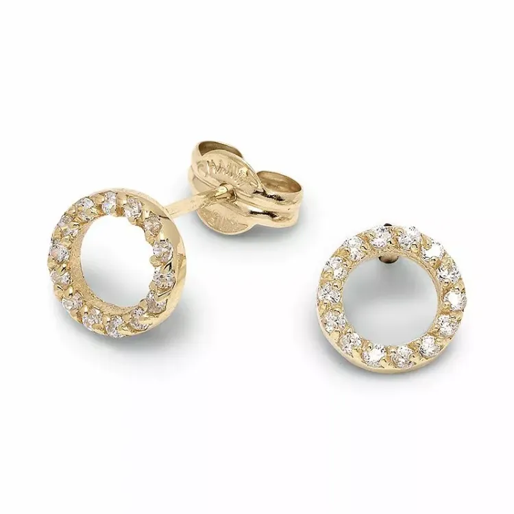 pyöreitä zirkoni nappikorvakorut 9 karaatin kultaa kanssa zirkoni - Gold Collection