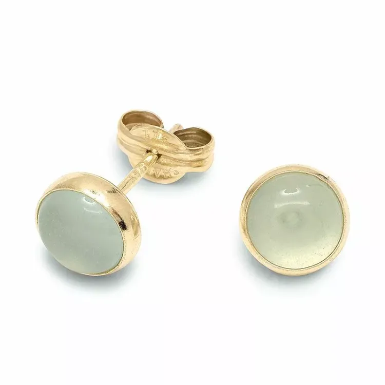 pyöreitä nappikorvakorut 9 karaatin kultaa kanssa synteettinen kalcedoni - Gold Collection