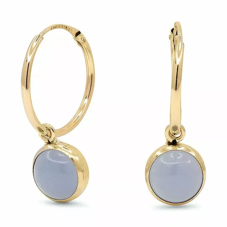 12,5 mm sininen rengas 9 karaatin kultaa kanssa synteettinen kalcedoni - Gold Collection