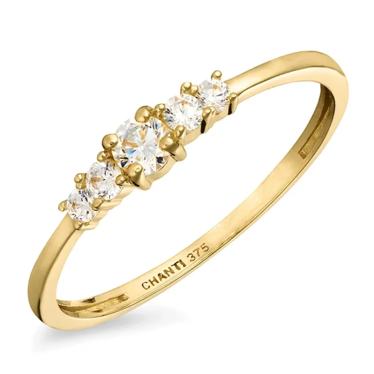 kapea valkoinen zirkoni sormus 9 karaatin kultaa - Gold Collection