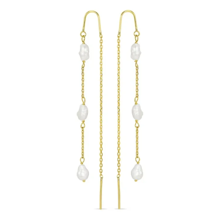 pitkät helmi ketjukorvakorut 9 karaatin kultaa - Gold Collection