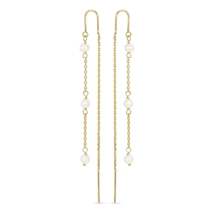 pitkät helmi ketjukorvakorut 9 karaatin kultaa - Gold Collection