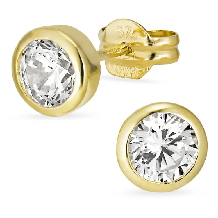 6 mm nappikorvakorut 9 karaatin kultaa kanssa zirkoni - Gold Collection