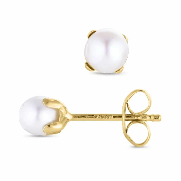 5 mm pyöreitä helmikorvakorut  9 karaatin kultaa - Gold Collection