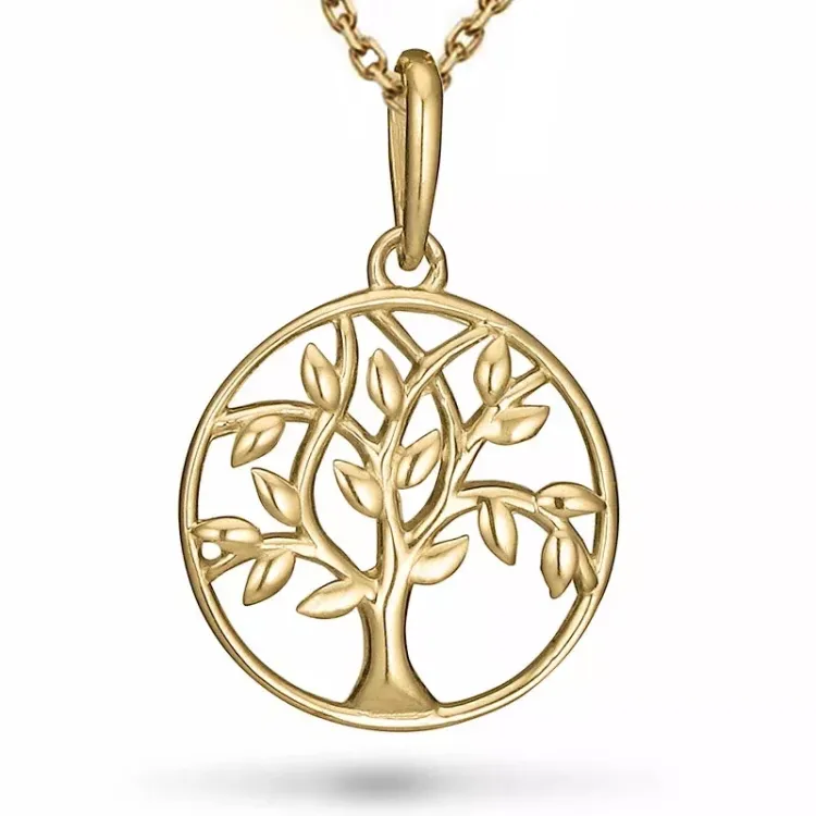 elämänpuu kaulaketju kullattua hopeaa riipus 9 karaatin kultaa - Gold Collection