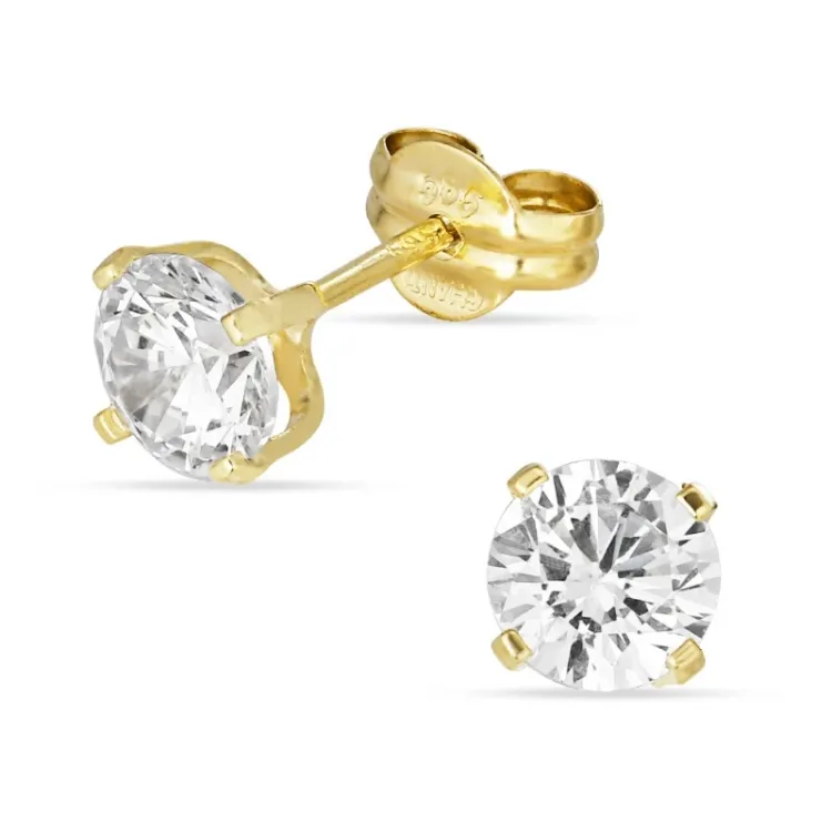 5 mm pyöreitä korvarenkaat 14 karaatin kultaa kanssa zirkoni - Gold Collection