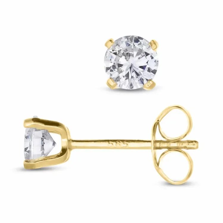 4,5 mm pyöreitä korvarenkaat 14 karaatin kultaa kanssa zirkoni - Gold Collection
