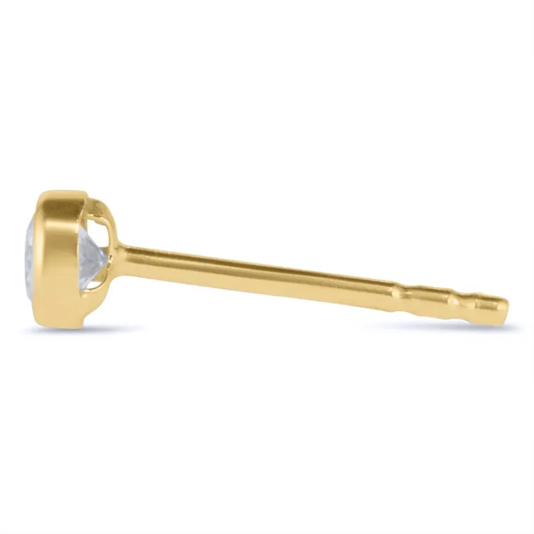 1/2 paria 3 mm korvarenkaat 14 karaatin kultaa kanssa zirkoni - Gold Collection