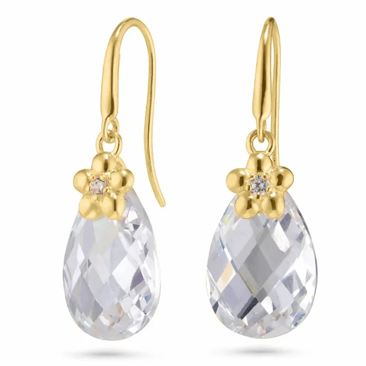 kukka korvarenkaat 14 karaatin kultaa kanssa zirkoni - Gold Collection