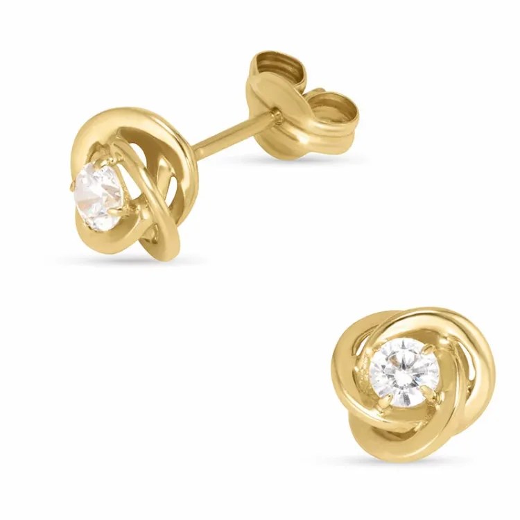 pyöreitä korvarenkaat 14 karaatin kultaa kanssa zirkoni - Gold Collection