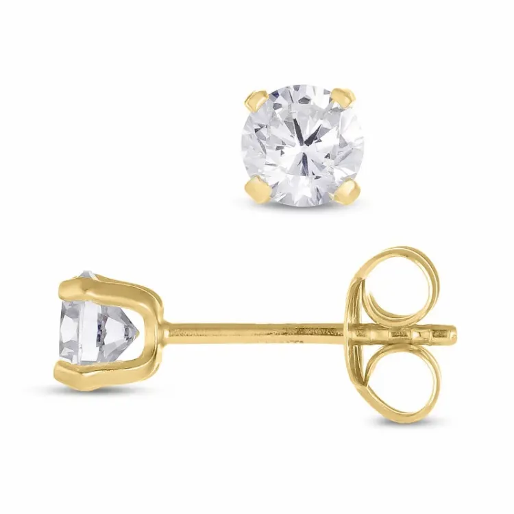 3 mm pyöreitä korvarenkaat 14 karaatin kultaa kanssa zirkoni - Gold Collection