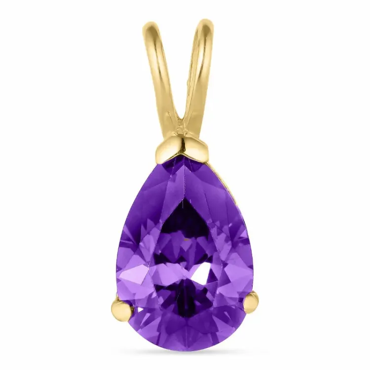 pisara lila synteettinen ametisti riipus  14 karaatin kultaa - Gold Collection