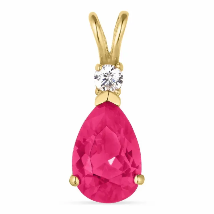 pisara synteettinen rubiini kultaa riipus  14 karaatin kultaa - Gold Collection
